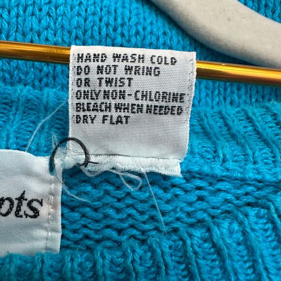 Country Concepts Womens Top Size L Turquoise Linen Blend Vintage Coastal Knit - Picture 5 of 8